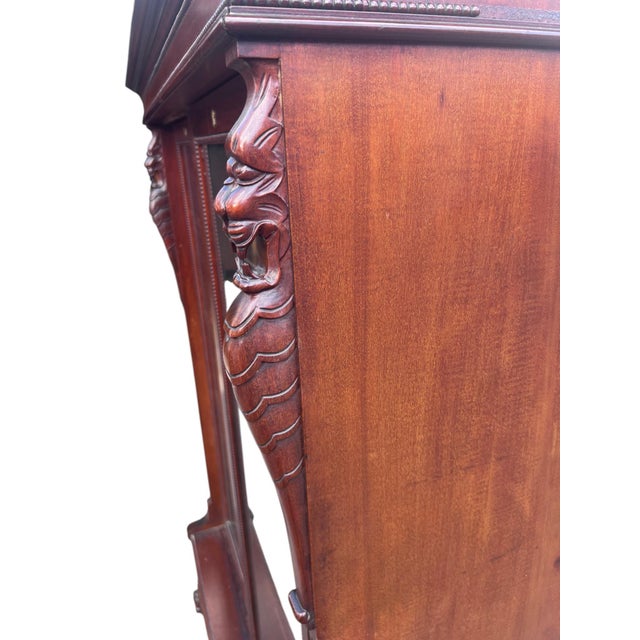 Brown Lion Bookcase Antique Mahogany For Sale - Image 8 of 18