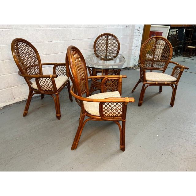 Boho Chic Vintage Boho Wicker Rattan and Bamboo Dining Set For Sale - Image 3 of 14