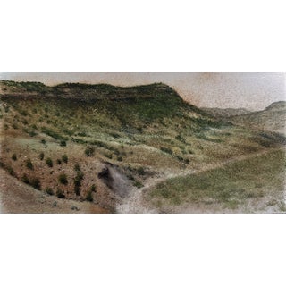 View over Dry Creek by Lisa Lebofsky | Dirt and oil on aluminum Landscape of a dry creek and hills. For Sale