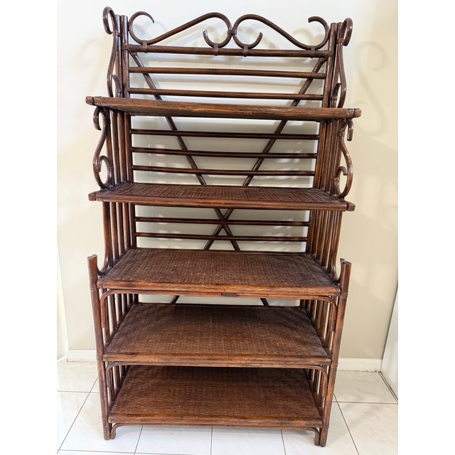 Vintage McGuire-Style Rattan & Woven Cane Étagère For Sale - Image 12 of 12