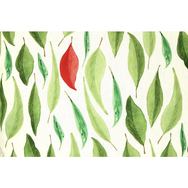 Green Vintage Colefax & Fowler Style Tulip & Leaf Reversible Painted Pillow Cover With Piping- a Pair For Sale - Image 8 of 13