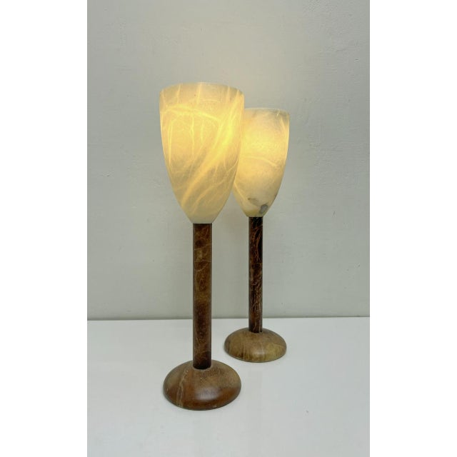 Alabaster Goblet Table Lamps, 1970s, Set of 2 For Sale - Image 6 of 8