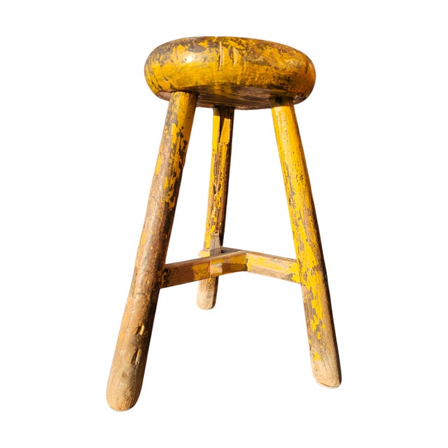 Primitive Wooden Tripod Stool, 1890s For Sale - Image 9 of 18
