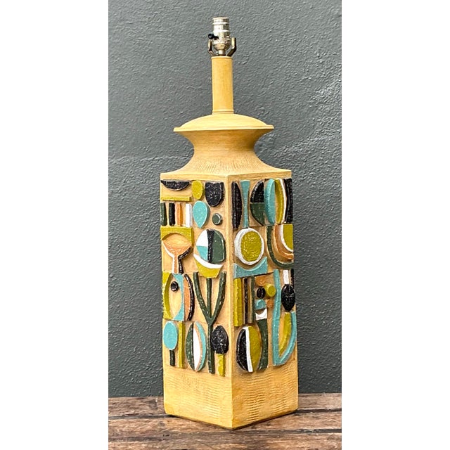 Vintage Mid-Century Modern Abstract Ceramic Table Lamp For Sale - Image 11 of 12