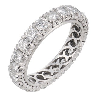 Mid Century 1.80 Carat Diamond Platinum Eternity Band, Size 10 For Sale