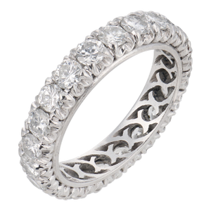 Mid Century 1.80 Carat Diamond Platinum Eternity Band, Size 10