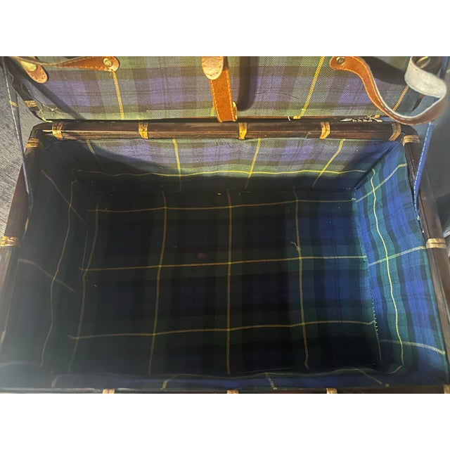 Late 20th Century Vintage Bamboo Picnic Suitcase Basket For Sale - Image 4 of 7