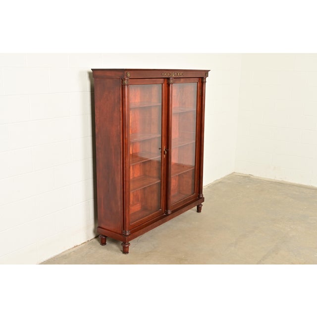 Herter Brothers Antique French Empire Carved Mahogany Bookcase With Mounted Ormolu, Circa 1890s For Sale - Image 4 of 14