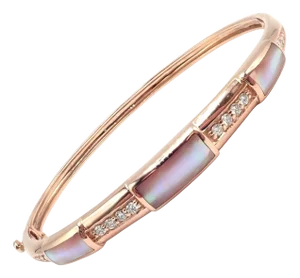 Kabana Rose Gold Diamond Mother of Pearl Bangle Bracelet