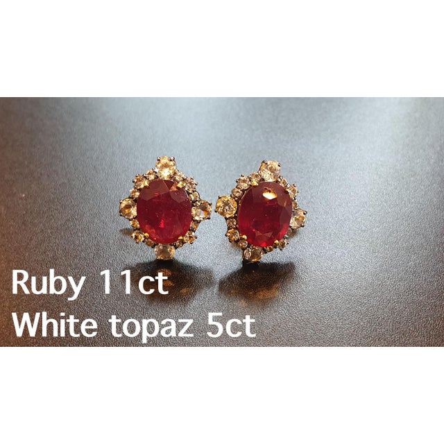 Early 21st Century Bochic "Orient" Vintage 11 Carat African Natural Ruby & Rose Cut Topaz Earrings For Sale - Image 5 of 18