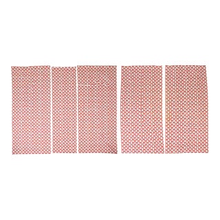 1970s A. Hinson & Company Hand Printed Curtains in the Merlin Pattern- A Set of Five For Sale