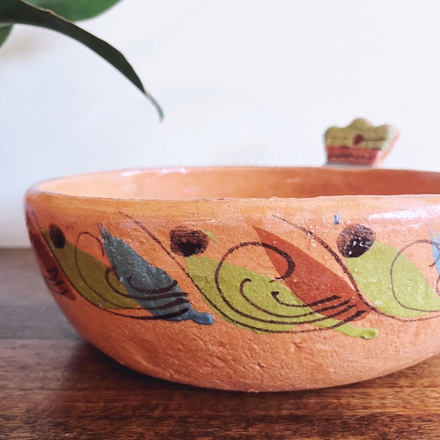 Vintage 1950s Tlaquepaque, México Red Clay Pottery Handmade Bowl For Sale - Image 4 of 5