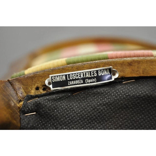 Vintage French Country Louis XV Style Plaid Arm Chair by Simon Loscertales Bona For Sale In Philadelphia - Image 6 of 12