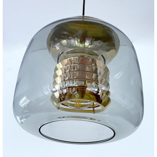 Vintage Gilded Glass Pendant Light from Erco, 1970s For Sale - Image 10 of 13