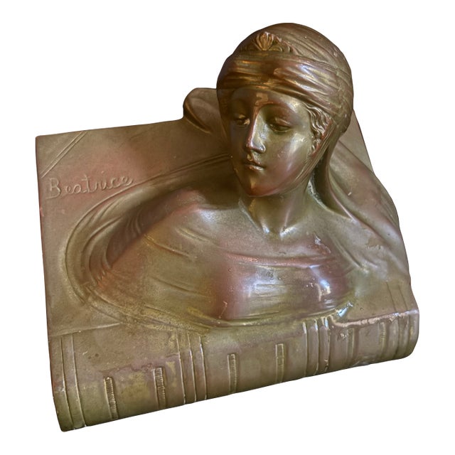 Vintage Bronze-Clad Beatrice Bust: A Neoclassical Muse for the Study For Sale