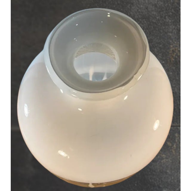 Late 20th Century 19 In. Tall Milk &Clear Glass Textural White Amphora Art Glass Vase For Sale - Image 5 of 16