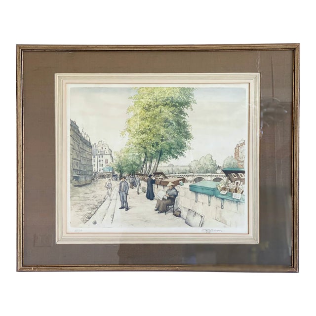 Mid 20th Century Booksellers on the Seinne Wall Art Print For Sale