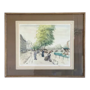 Mid 20th Century Booksellers on the Seinne Wall Art Print
