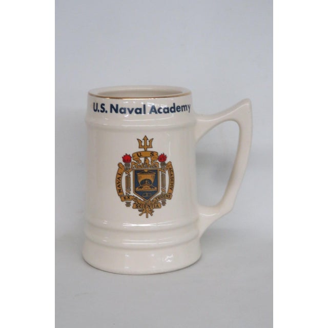 Us Naval Academy Ceramic Beer Stein Large Mug With Gold Rim Made in Usa 4827b For Sale - Image 4 of 13