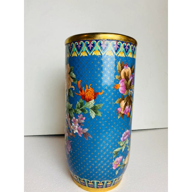 Mid 20th Century Tall Coissanehh Floral and Bird Umbrella Holder Vase