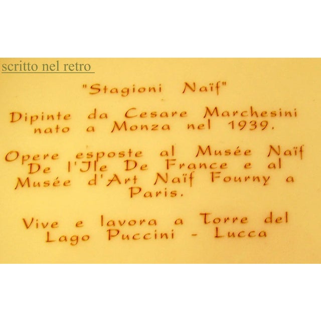 Hand-Painted Glazed Ceramic Dish by Cesare Marchesini, 1950s For Sale - Image 4 of 5