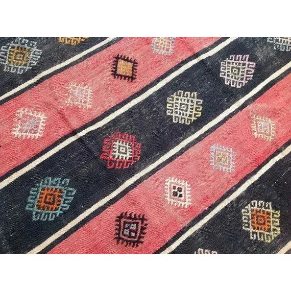 1960s Vintage Turkish Handmade Kilim Rug - 62.5x118" For Sale - Image 4 of 5