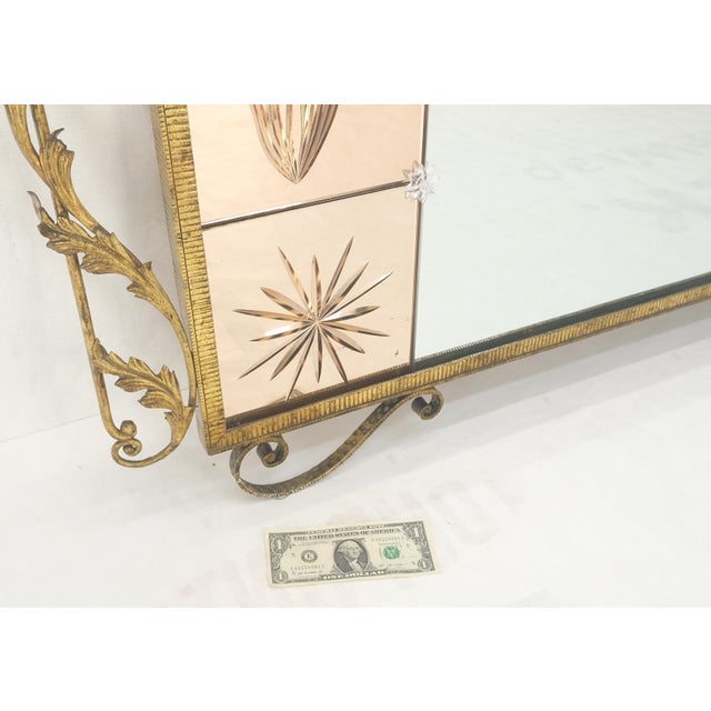Large Standing 9' Tall Forged Gold Gilt Metal Leafs & Flowers Mirror CLEAN! For Sale - Image 6 of 14