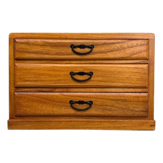Vintage Japanese Wooden Desktop Chest with Drawers, 1970s-1980s For Sale