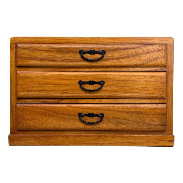 Vintage Japanese Wooden Desktop Chest with Drawers, 1970s-1980s For Sale