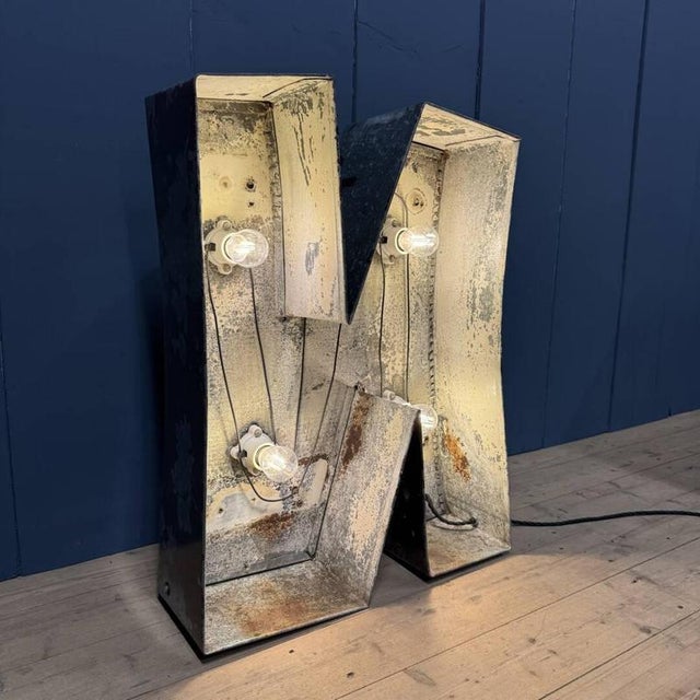 Large Zinc Letter N with Lighting, America For Sale - Image 13 of 16