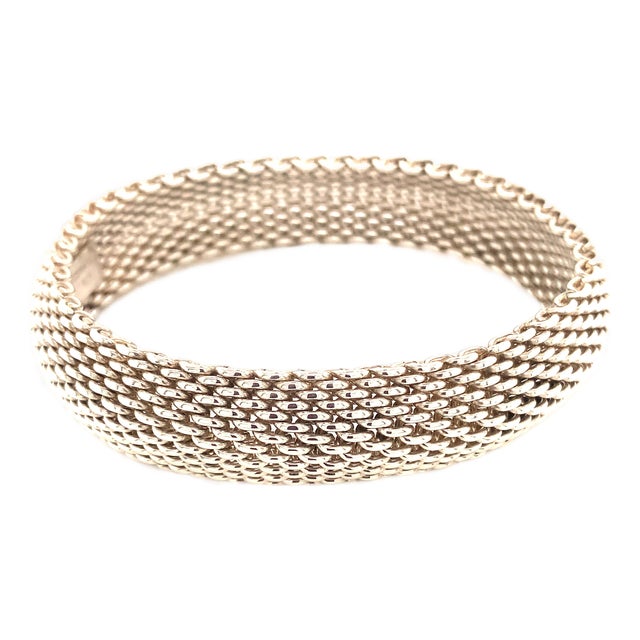 Late 20th Century Tiffany & Co Somerset Bangle M 7.5" Sterling Silver 17 Mm Estate For Sale