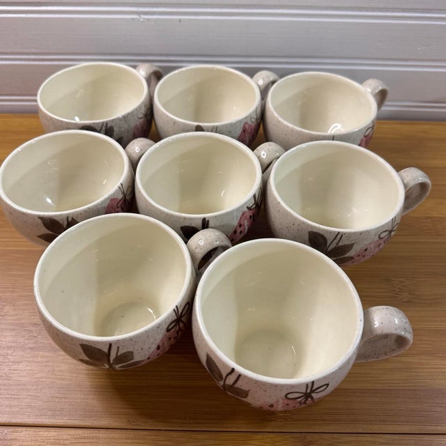 Set of 8 Mid-Century Modern Red Wing Pottery "Tampico" Cup – Futura Shape (1950s) For Sale - Image 6 of 6