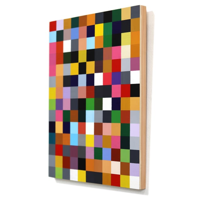 Abstract 154 Squares v.3 - Modern Color Drenched Abstract Geometric Acrylic Painting by Brandon Neher For Sale - Image 3 of 9