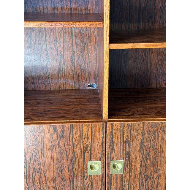 1960s Rosewood Bookcase Storage Cabinet With Lower Doors Danish Mid-Century Modern 1960s For Sale - Image 5 of 11
