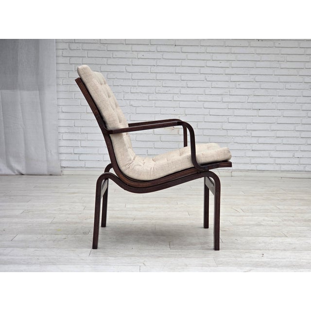 Vintage Scandinavian Chair in Furniture Wool and Dark Beech Wood, 1970s For Sale - Image 9 of 18
