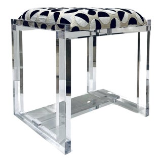 Modern Geometric Black White and Beige Acrylic Bench For Sale