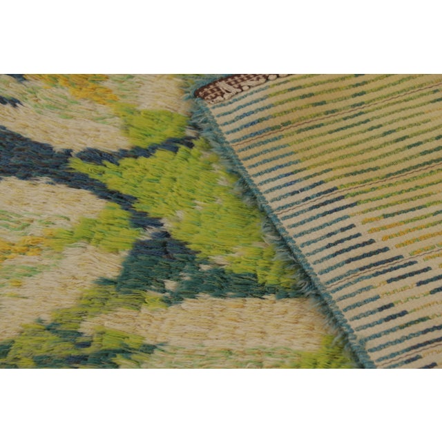 Blue Vintage Swedish Rya Rug, Blue With Scandinavian Geometric Patterns - Rug & Kilim For Sale - Image 8 of 8