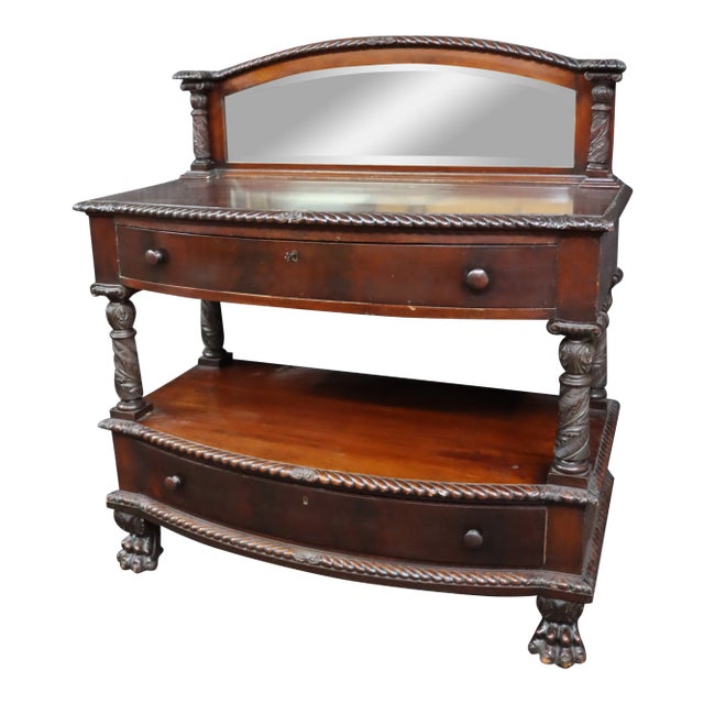American Empire Acanthus Carved Mahogany Server For Sale