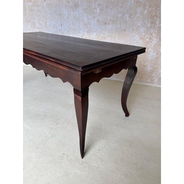 Chestnut French Early 20th Century Walnut Farm Table With Cabriole Legs and Two Extension Leaves For Sale - Image 8 of 18