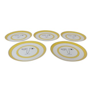 Set of Five Vintage Taste Setter Collection Winking Lion Plates by Sigma Italy For Sale