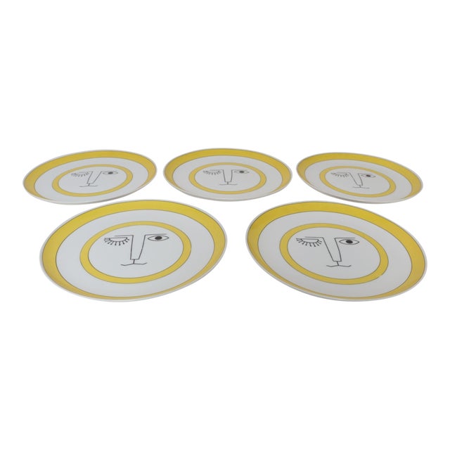 Set of Five Vintage Taste Setter Collection Winking Lion Plates by Sigma Italy For Sale
