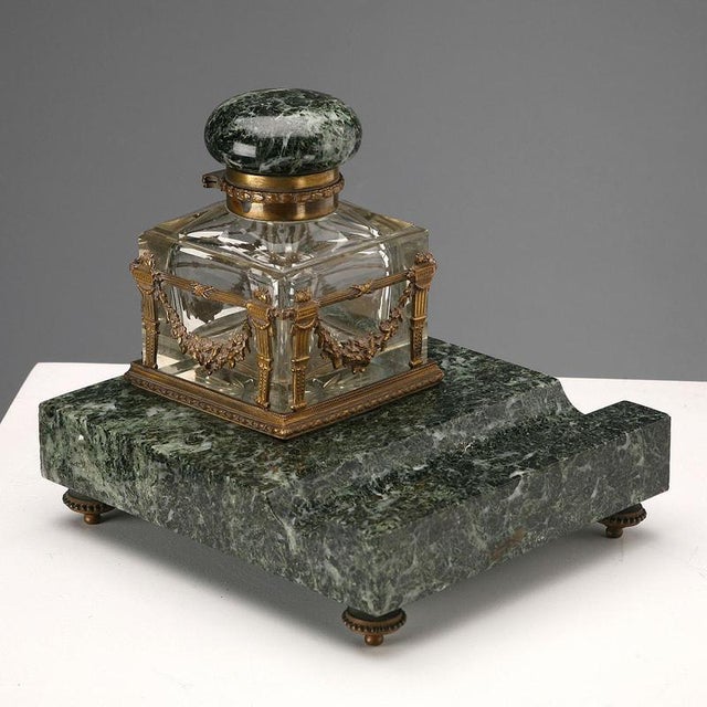 Green Marble Inkwell For Sale - Image 4 of 10