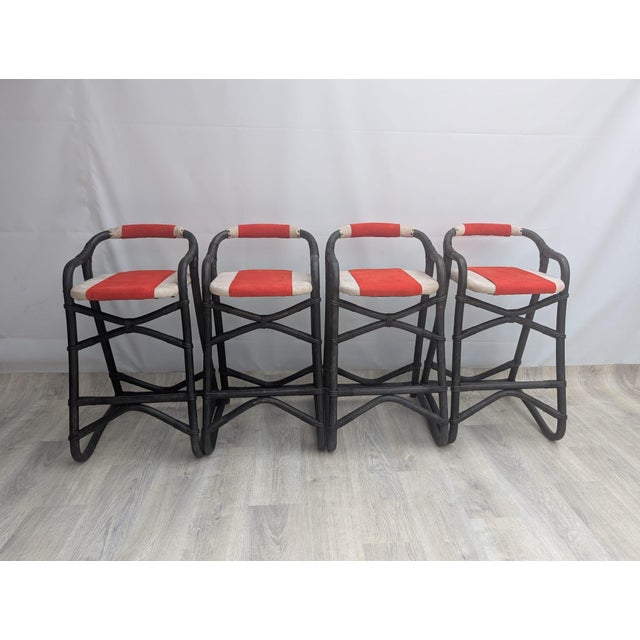 Vintage French Tropical Bamboo Cocktail Bar with Chairs, 1960s, Set of 5 For Sale - Image 13 of 16