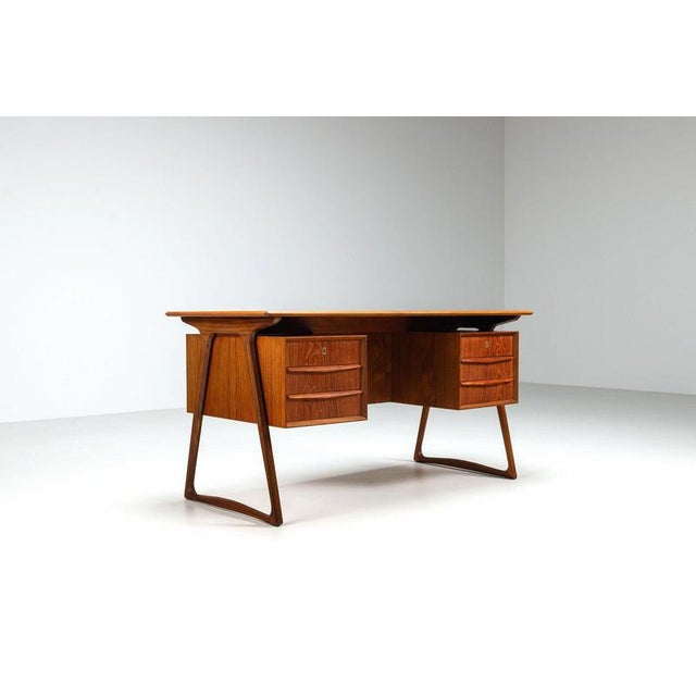 H.P. Hansen Svend Age Madsen Freestanding Desk in Teak from H.P. Hansen, Denmark, 1960s For Sale - Image 4 of 16