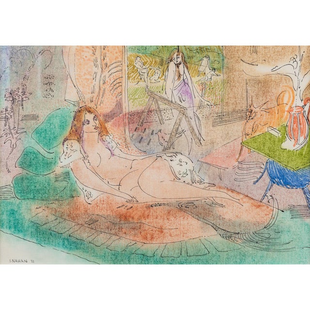 Languishing Nude by Abraham P. Hankins, Philadelphia A signed color screen print with graphite of Hankins’ model/muse...