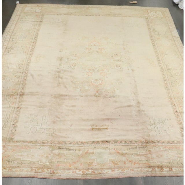 Early 20th Century Antique Zabihi Collection Light Pink Turkish Oushak Oversize Rug For Sale - Image 5 of 12