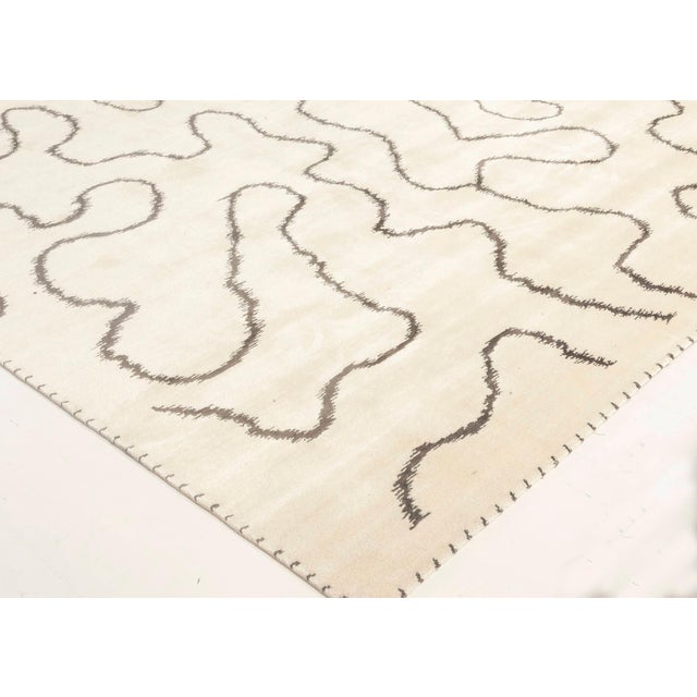 Textile Modern Ribbon Design Black & White, Wool & Silk Rug by Doris Leslie Blau For Sale - Image 7 of 7