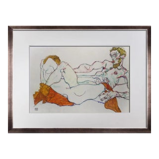 Egon Schiele Limited Edition Lithograph | Lovers Embracing | Sign | Framed For Sale