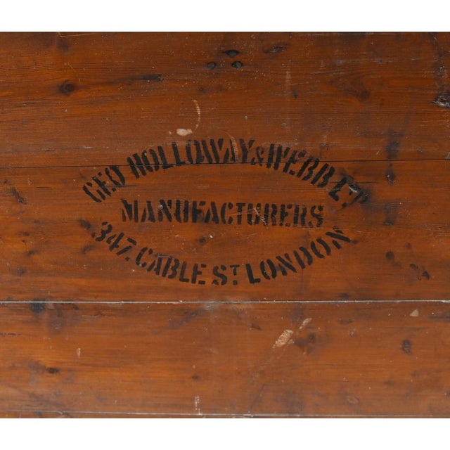 Antique Military Campaign Pine Chest from Holloway and Son, 1880s For Sale - Image 10 of 14