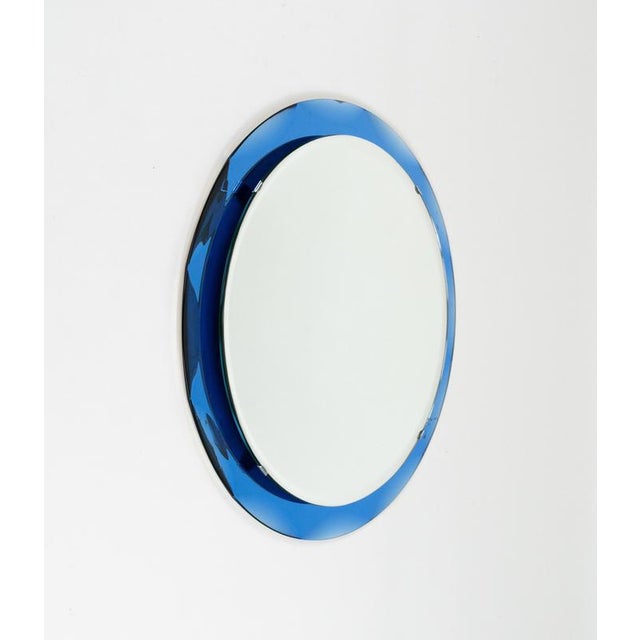 Mid-Century Modern Mid-Century Modern Round Wall Mirror with Blue Frame, 1970s For Sale - Image 3 of 14